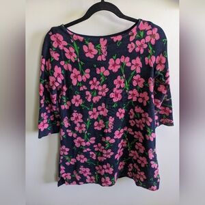 Lilly Pulitzer 100% Merino Wool Anna Floral Tunic Sweater Size Medium M
